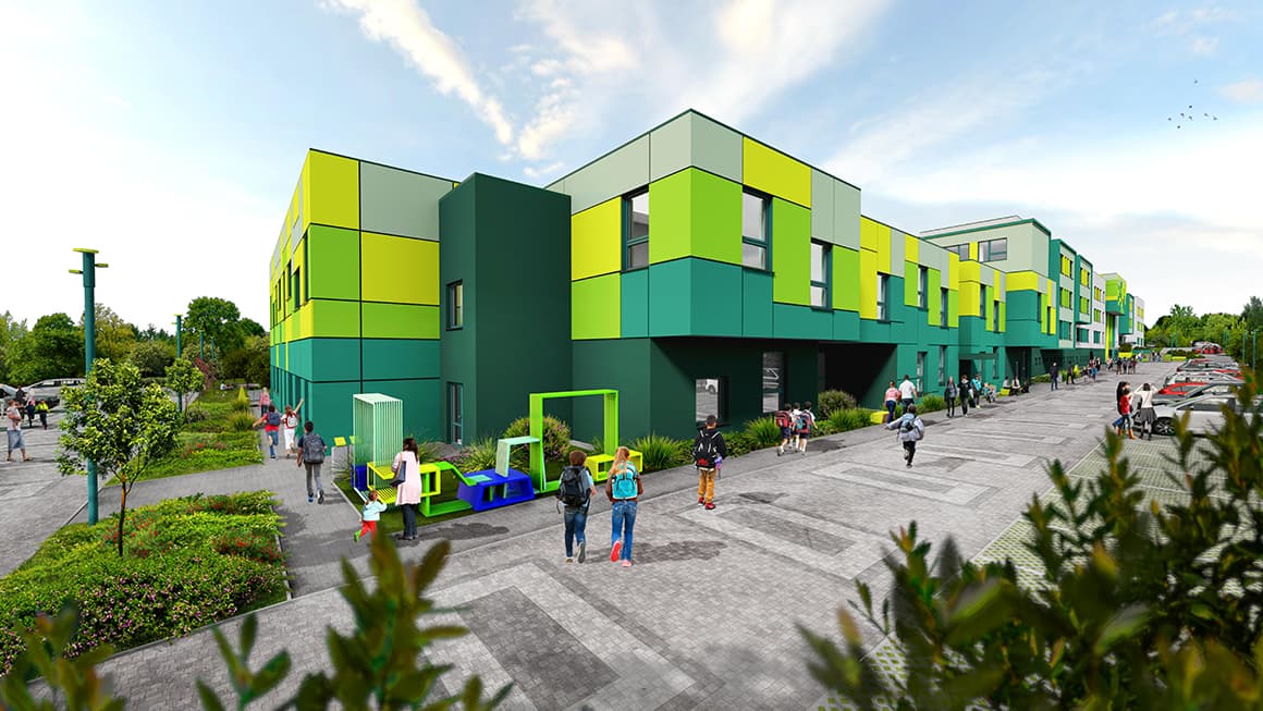 Szkoła podstawowa z salą gimnastyczną, żłobek i przedszkole w Lublinie, ul. Majerankowa.