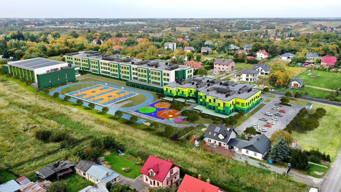 	 Szkoła podstawowa z salą gimnastyczną, żłobek i przedszkole w Lublinie, ul. Majerankowa.