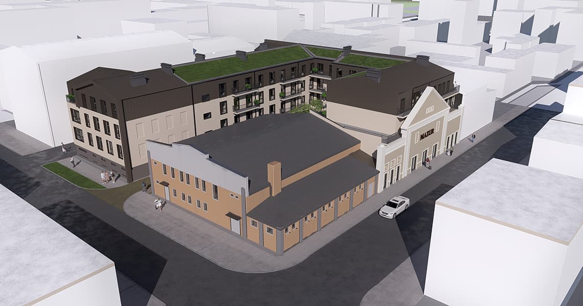 Budynek mieszkalny wielorodzinny kino Mazur w Pabianicach